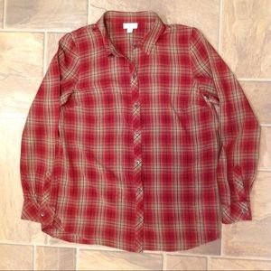 J JILL LS BUTTON DOWN PLAID SHIRT TOP RAYON